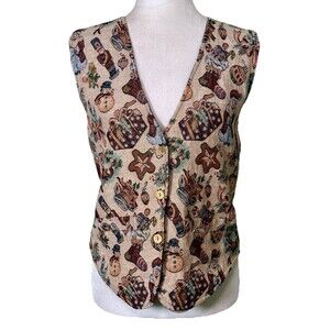 Vintage MLNY Women’s 90s Ugly Christmas Tapestry Vest Holiday Party Nutcracker L